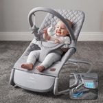 Orzbow Electric Baby Rocker with Innovative Auto Rocking Motion, Adaptable 3-Speed, Smart Tap Sensing, Soothing Sounds, and 3 Recline Positions, 2-in-1 Automatic Baby Rocker Chair, Grey
