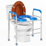 Deewow Raised Toilet Seat with Handles up to 450lbs, Elevated Toilet Seat Riser for Seniors, Raised Toilet Seat for Elderly, Pregnant and Handicap, Height Adjustable, Fit Any Toilet, Blue