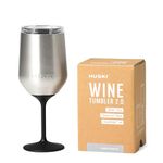 Huski Wine Tumbler 2.0 | New | Premium Stainless Steel Wine Glass with Lid | Go Stemmed or Stemless with Detachable Stem | Triple Insulated Tumbler | 355ml Capacity | Great Gift (Stainless)