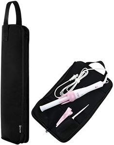 CASE STAR Universal Curling Iron Cover Sleeve Added Cable Holder for Hair Styling Tools Storage Flat Iron Travel Case Bag Hair Straightener Roll Bag Flat Iron Case-Black (Black)