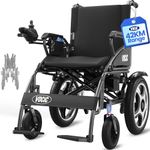 VOCIC V58 Foldable Electric Wheelchair, 26 Miles Range, Max 150KG, Outdoor Power Wheelchair with 40CM Pneumatic Tyres for All Terrains, Powerful 500W Motor, 45cm Soft Seat, 5 Year Support(Black)