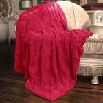 Home Soft Things Red Herringbone Brushed Throw Blanket, 60'' x 80'', Chili Pepper, Lightweight Fluffy Plush Comfy Cozy Couch Bed Covers Suitable for Kids Adults Friends Home Décor