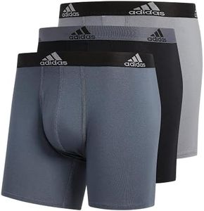 adidas Men's Stretch Cotton Boxer Brief Underwear (3-Pack) Boxed, Onix Grey/Black/Grey, Large