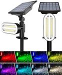 HAARAY Solar Spot Lights Outdoor, IP65 Waterproof, Dusk to Dawn Color Changing Spotlights, Solar Powered Christmas Lights for Outside Garden Decorations, Multicolor, 2 Pack