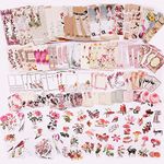 200 Pcs Vintage Scrapbooking Sticker Set,Retro Journaling Supplies Aesthetic Decorative Stationery Paper,Washi DIY Art Craft Botanical Animals Kits Collage,for Writing,Drawing,Album,Travel Journal