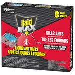 Raid Max Double Control Liquid Ant Killer Baits and Traps, Kills Ants Where They Breed, For Indoor Use, Child Resistant, 8 Bait Stations