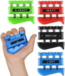 Finger Strengthener - Finger Exerciser for Forearm and Hand Strengthener - Hand Grip Workout Equipment for Musician, Rock Climbing and Therapy (4 Pack - Blue Black Red Green)