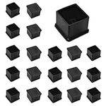 Cjueiom 20pcs 20mm / 13/16" Chair Leg Floor Protectors Square Table Legs Covers, Black Chair Leg Caps PVC Furniture Leg Protectors, Chair Feet Protectors Stoppers Tips Ferrules Pads