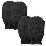 Sibba 2 Pairs Exfoliating Gloves, Exfoliating Mitt Body Scrubber for Removing Dirt and Dead Skin, Body Exfoliator for Shower Bath, Tan Removal, Keratosis Pilaris (Black)