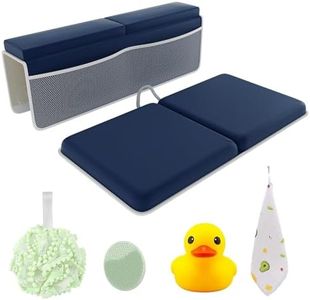 Sleepah Bath Kneeler and Elbow Kneeling Rest Pad Set for Baby Bathing – Waterproof Soft Memory Foam Mat Organizer Babies & Toddler Bathing Time Toys Sponge (Blue)
