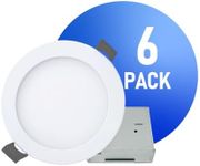 RS 6Inch 5CCT LED Recessed Light, 12W, Up to 1000LM, Dimmable, IC Rated, 2700K-3000K-3500K-4000K-5000K, Adjustable& Rotatable, Energy Star, ETL, Damp Location (6 Inch White Trim, Pack of 6)