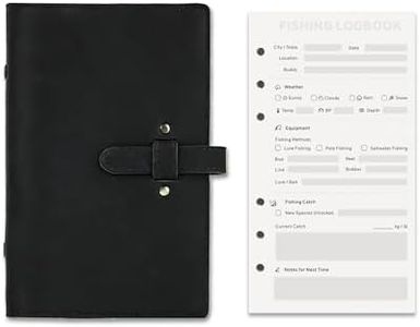 Natmisz: Leather Fishing Log Book, Special Waterproof Paper, Portable A6 Fishing Journal with Replaceable Pages, Perfect Fishing Gift for Angler