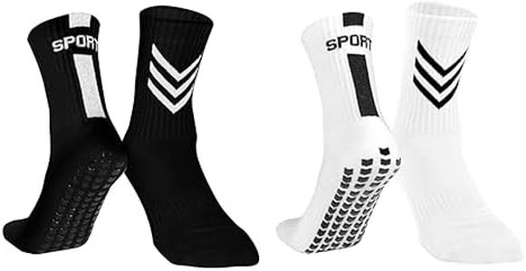 Barrlves 2/4 Pairs Kids Youth Soccer Socks Grip Non Slip Football Baseball Soccer Socks for Boys Girls 6-12 Years Old, 2 Pairs/Black White, One Size