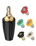 Stone Banks Brass Rotating Turbo Nozzle 4000PSI, 1/4" Quick Connect Pressure Washer Nozzle with 5 Tips, Pressure Washer Cleaner Gun Nozzles Accessory Set