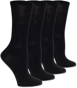 Dr. Scholl's Women's Guaranteed Comfort Diabetic and Circulatory crew 4 Pack Socks,Black,8-10