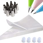 Pastry Bags 50pcs Cupcake Icing Bags Piping Bag Disposable Cake Decorating Bags 16 inch with 12 tips and 4 couplers