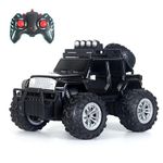 Popsugar Off Roader Rechargeable Remote Control Monster Truck with 2 Speeds and 4 Headlight Modes | Lithium Battery | C-Type Charging | Remote Control Car for Kids | Made in India, Black & Silver