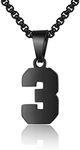 Number Necklace for Boy Black Athle