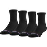 PEDS Women's Diabetic Quarter Socks with Non-Binding Top and Cushion 4 Pairs, Black, 7-10