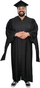 Unisex Masters Cap and Gown with 2026 Year Charm, Masters Degree Black Graduation Regalia (63XL(6'6"-6'8"))