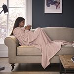 Silentnight Snugsie Wearable Blanket - Soft Teddy Fleece Blanket with Sleeves - 2-in-1 Sleeved blanket and Cushion - Supersized with Foot Pocket , 153 x 203cm