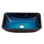 VIGO Rectangular Turquoise Water Glass Vessel Bathroom Sink