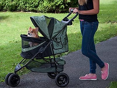 Pet Gear No-Zip Special Edition 3 Wheel Pet Stroller for Cats/Dogs, Zipperless Entry, Easy One-Hand Fold, Removable Liner, Cup Holder, 4 Colors, PG8250NZSGU2