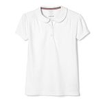 French Toast Girls' Short Sleeve Peter Pan Polo School Uniform Shirt, White, Medium