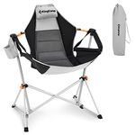 KingCamp Hammock Camping Chair Swinging Rocking for Adults Lawn Beach Camp Outside Portable Folding Hold Up to 264lbs with Adjustable Back Support Carrying Bag Cup Holder (Grey/Black) (KC2227)