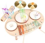 Wooden Kids Drum Kit Xylophone Musical Instruments Wooden Toys Baby Drum Set Musical Toys For 3 4 5 Year Old Kids Boys Girls