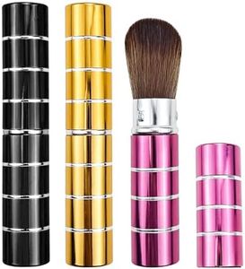 Paquete de 3 brochas de maquillaje retráctiles Kabuki, brochas de maquillaje de viaje con cubierta, herramienta de maquillaje, cepillo portátil para rubor, bronceador, pulido, resaltador, cosméticos