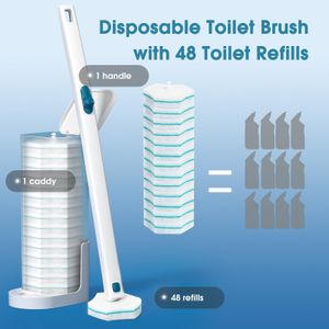 Toilet Wand Cleaning Kit with 48 Refills – Disposable Scrubbing Heads