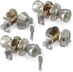 Pro-Grade 2-Pack Mobile Home Keyed Entry Door Knob and Deadbolt Combo, Satin Nickel