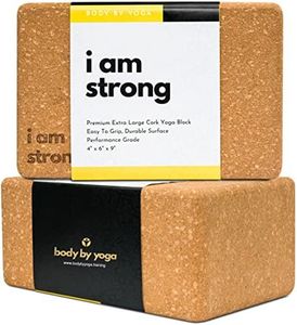 Luxury Cork Yoga Block Set - Extra Large Yoga Blocks with Performance Grade Natural Portuguese Cork | High Density, Non-Slip Support for Safer Balancing | 100% Cotton, Extra Long Yoga Strap Included