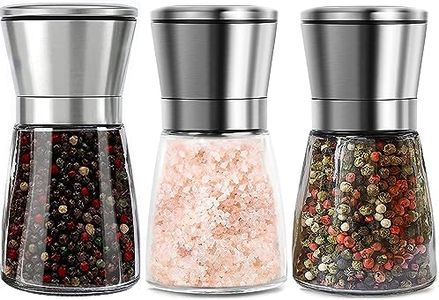 3 Pièces Ensemble de Moulins à Sel et Poivre en Acier Inoxydable, Poivre en Céramique de Qualité Supérieure avec Grosseur Réglable Moulin a Sel Poivrier Manuel pour la maison ou la cuisine, 180ML