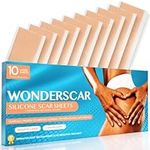 WONDERSCAR™ 10 Large Silicone Scar Sheets (5.7" x 1.6") Medical Grade Recovery Treatment. Keloid Bump Tape. Removal of C-Section, Burn, Stretch Marks, Acne. Reusable Gel Strips with Stick Pad Patches