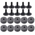 BQLZR Black Drum Set Replacement Parts Felt Washers + Plastic Long Cymbal Sleeves with Flange Base Pack of 10