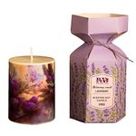 PRADECOR Scented Pillar Candle for Home Decor & Gifting – Lavender Scented | Set of 1 – 3X4 Inch – Designer Candle | Soy Wax – 390gm | Fragrance Candles for Festival Decor & Gifting