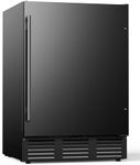 24 Inch Beverage Refrigerator, 180 Can Under Counter Fridge, Stainless Steel Beer Fridge for Built-in & Freestanding, Outdoor Refrigerator for Soda, Beer, Wine (Black)