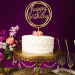 Funcart Arcylic Happy Birthday Golden Cake Topper