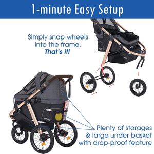 HPZ Pet Rover Jogging Stroller – Taupe, All-Terrain Pet Carrier