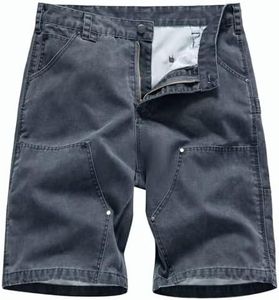 Msmsse Men's Work Shorts Relaxed Fit Durable Cargo Workwear Multi-Pocket Utility Shorts for Carpenter Painter Navy 36