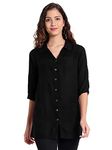 Indietoga Women's Plus Size Casual Rayon Longline Shirt Tops (10001373_Black Solid_2XL)