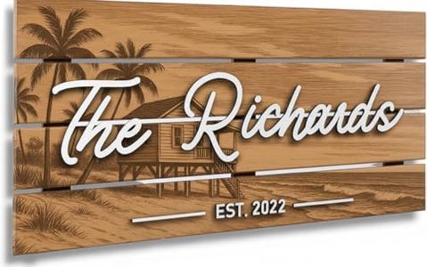 Personalized 3D Rustic Beach House Sign - Custom Wood Last Name & Established Date Sign | Coastal Farmhouse Decor Wedding Gift for Couples | Seaside & Tropical Theme 28x13" (Large)