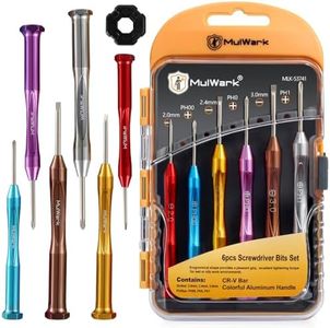 MulWark 6pc Magnetic Mini Flathead and Phillips Micro Precision Head Small Screwdriver Set CRV Eyeglasses Watches Electronics Computer Tools Repair Kit (6PC Screwdrivers)