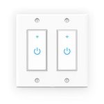 WiFi Light Switch, Smart Wall Switch 2 Gang, Touch Switch Remote Control- Compatible with Alexa Google Assistant,No Hub Required,Control Your Fixtures from Anywhere，ETL Listed