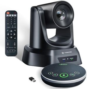 TONGVEO Conference Room PTZ Camera System | 1080P 60fps with 3X Optical Zoom, USB3.0, HDMI Camera with Bluetooth Speakerphone & Microphones - Easy Setup for Church and Meetings