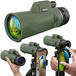 PURSUAL 12x50 High Power Monocular Telescope with Smartphone Holder & Tripod for Adults & Kids, Waterproof FMC HD Lens & Scope for Bird Watching, Camping, Hiking, Hunting, Concert, Wildlife, Travel