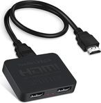 avedio links HDMI Splitter 1 in 2 Out, 4K@60Hz 18.5Gbps HDMI 2.0b Splitter for Dual Monitors, Supports HDCP 2.2 Auto Scaling, 1080P 3D, Mirror Duplicate Only (Not Extend), Includes 4FT HDMI Cable