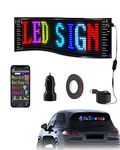 SUBORAWOS LED Car Sign,Programmable Bright LED Signs,Bluetooth APP Control,Flexible LED Matrix Panel,Scrolling LED Sign for Store Car Bar Hotel (4.7x18.5”)